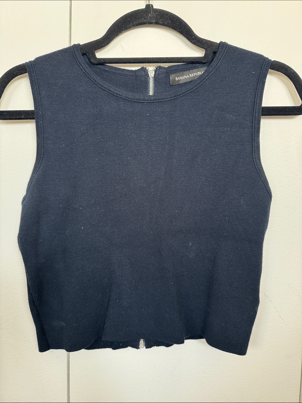 Banana Republic Navy Ribbed Sleeveless Crop Top